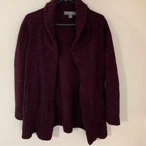 Eddie Bauer Lounge Purple Knit Long Cardigan Sweater Women's Size S